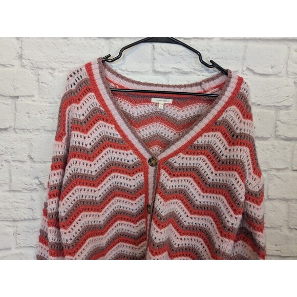 Maurices Chevron Crochet Open Knit Cardigan Oversized Woman's Size Small - Picture 7 of 8